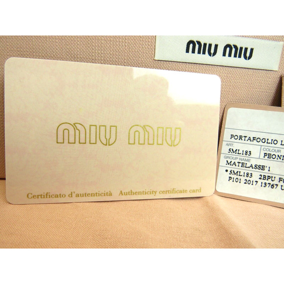 NEW MIU MIU PINK PEONIA MATELASSE LUX LEATHER ZIP GOLD LOGO CONTINENTAL WALLET - Picture 12 of 13